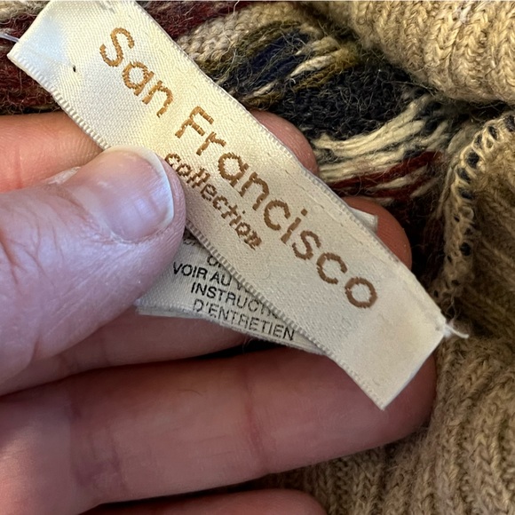 San Francisco Vintage Fair Isle Turtleneck Sweater – Beige – Size L/G - Picture 2 of 9